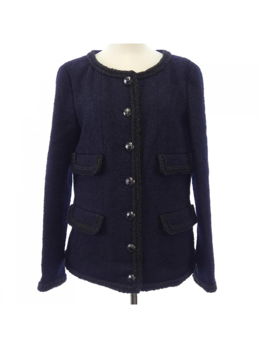 Chanel Collarless Jacket Navy